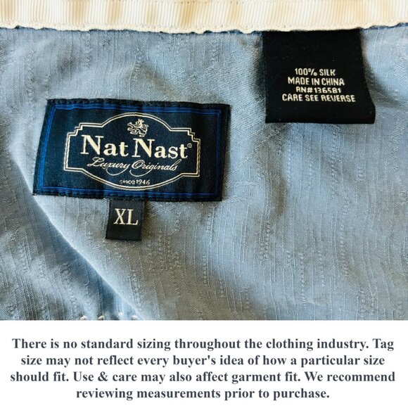 Nat Nast Mens Silk Hawaiian Shirt Blue Floral Short Sleeve Button Size XL - Picture 10 of 12